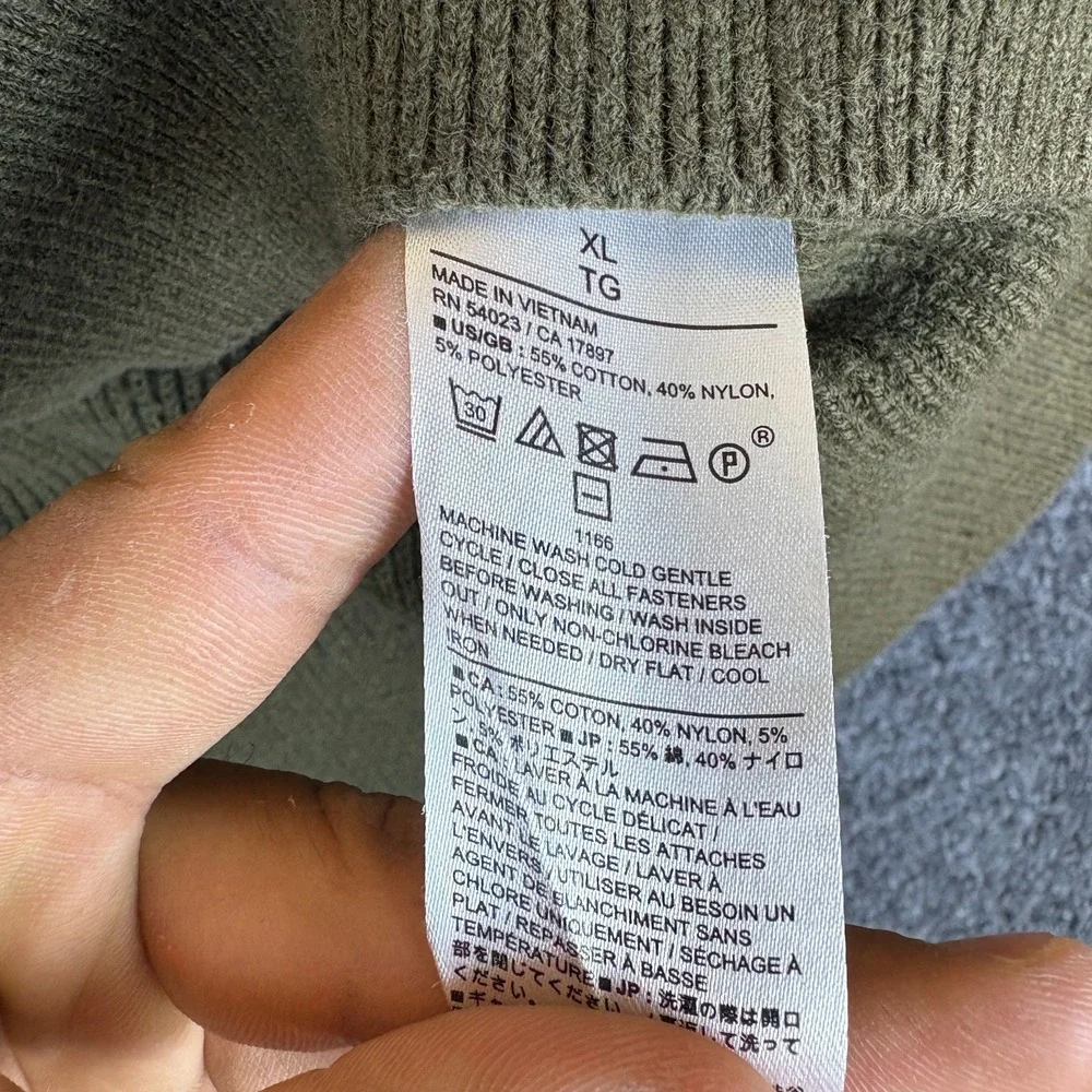 Banana‎ Republic Cardigan Sweater Mens XL Green Ribbed Knit Mock Neck Full Zip